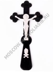 Крест в руку черный с белым распятием 13см