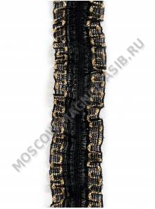 Рюш-резинка черный-золото зигзаг 4 см