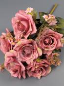 Букет роз с мелкоцветом 9гр 50см (1мол 2п-роз 3свек 4роз 5чай 6крем)